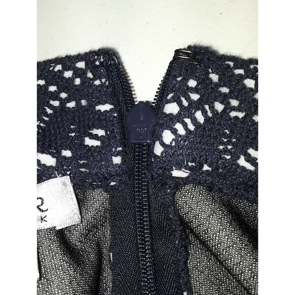Kay Unger New York Pencil Skirt Lace Sheer Navy Blue Zipper Lined Sz 8 - Picture 5 of 10